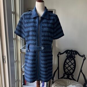 Jason Wu Navy and Black Textured Zip-Front Dress 👗